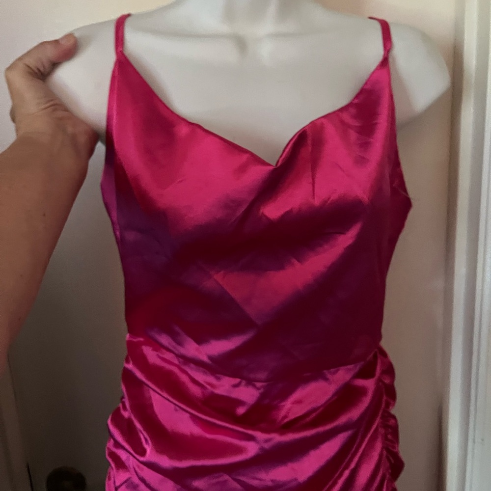 Satin Pink Spaghetti Strap Dress